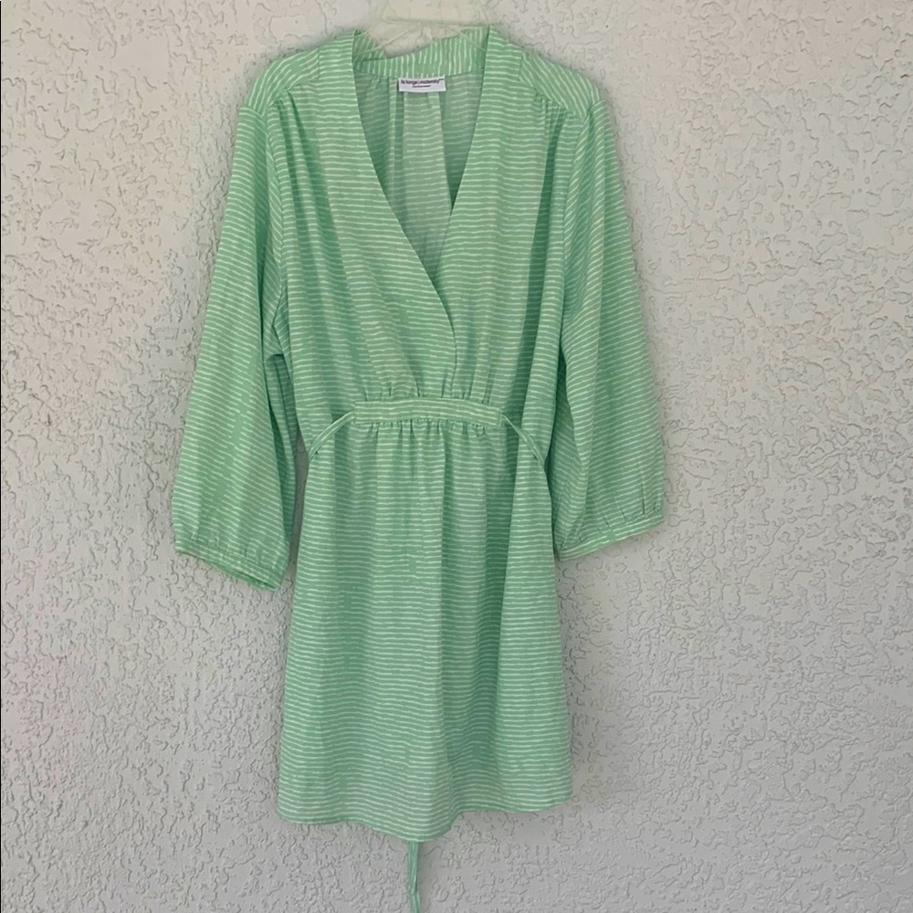 Liz Lange maternity Green Striped V-Neck top size XL